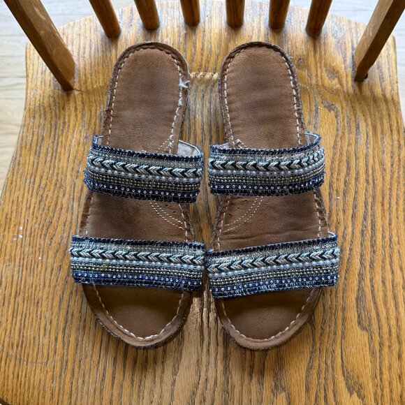 Pretty Blue Beaded Sandals - Picture 1 of 4